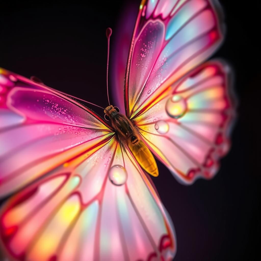 Bioluminescent Butterfly with Intricate Wings