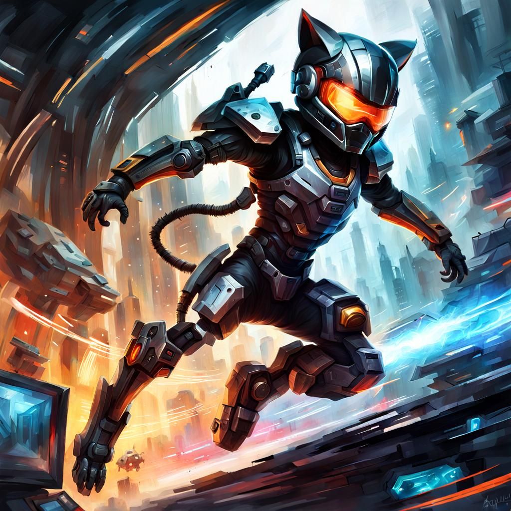 Cyberspace Cat Warrior