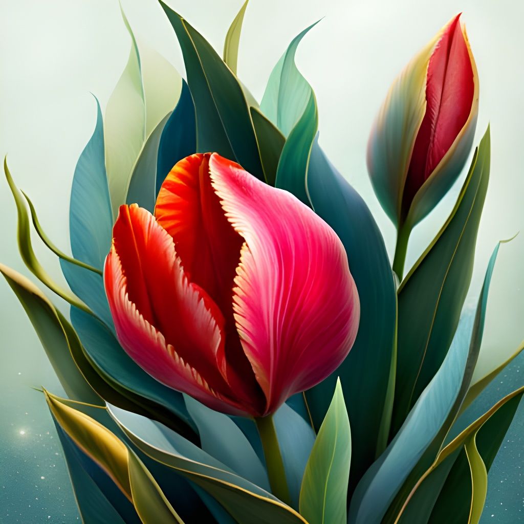 Surreal Tulip with Human Mouth in Fantasy Art Style