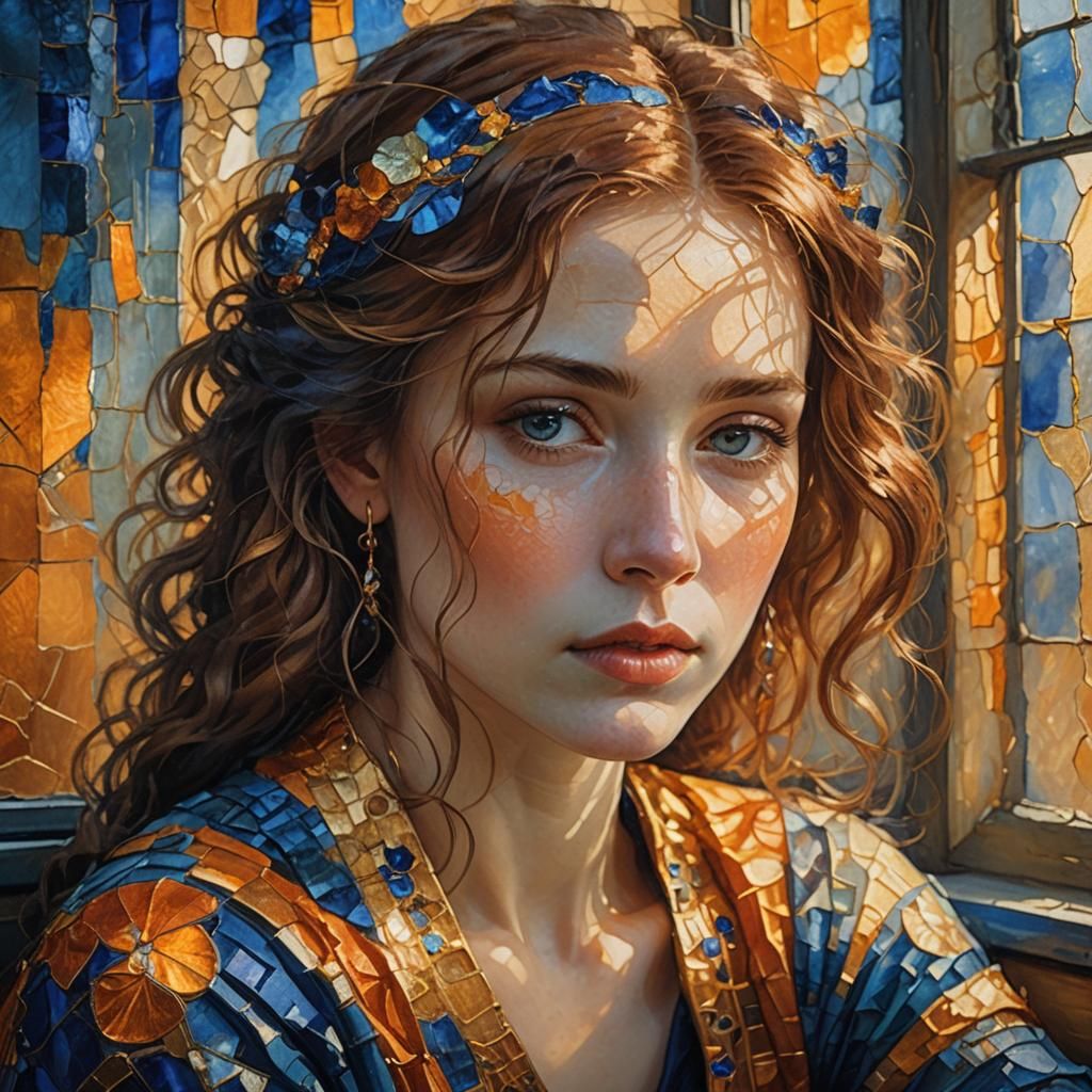 Romantic Fantasy Woman Portrait with Impasto Textures