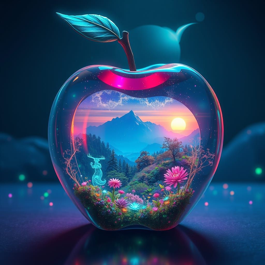 Bioluminescent World Revealed in Transparent Apple