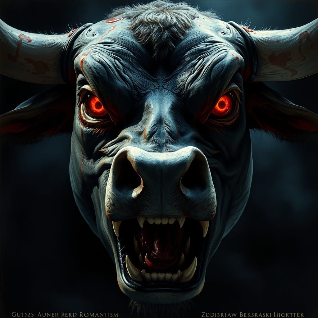 Fierce Bull Head with Dramatic Lighting