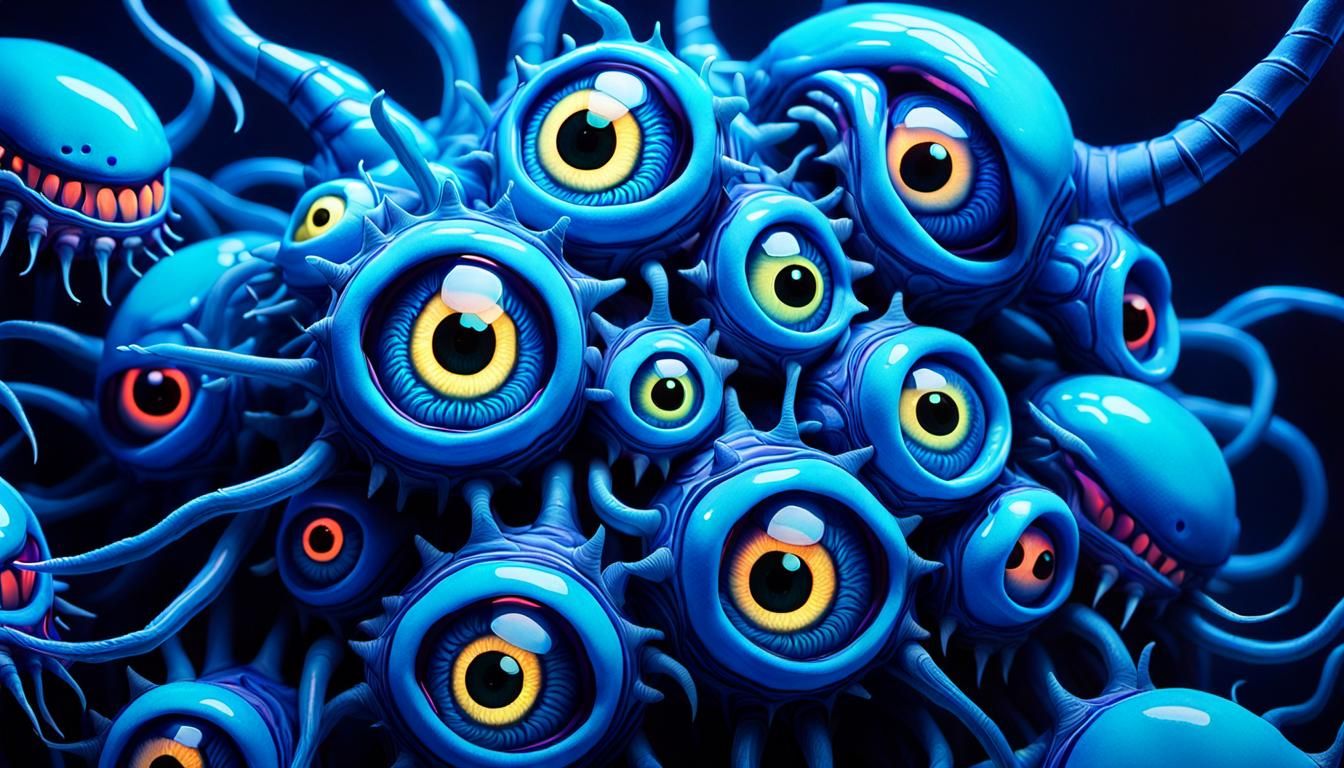 Neon Parasites in Surreal Psychedelic Art