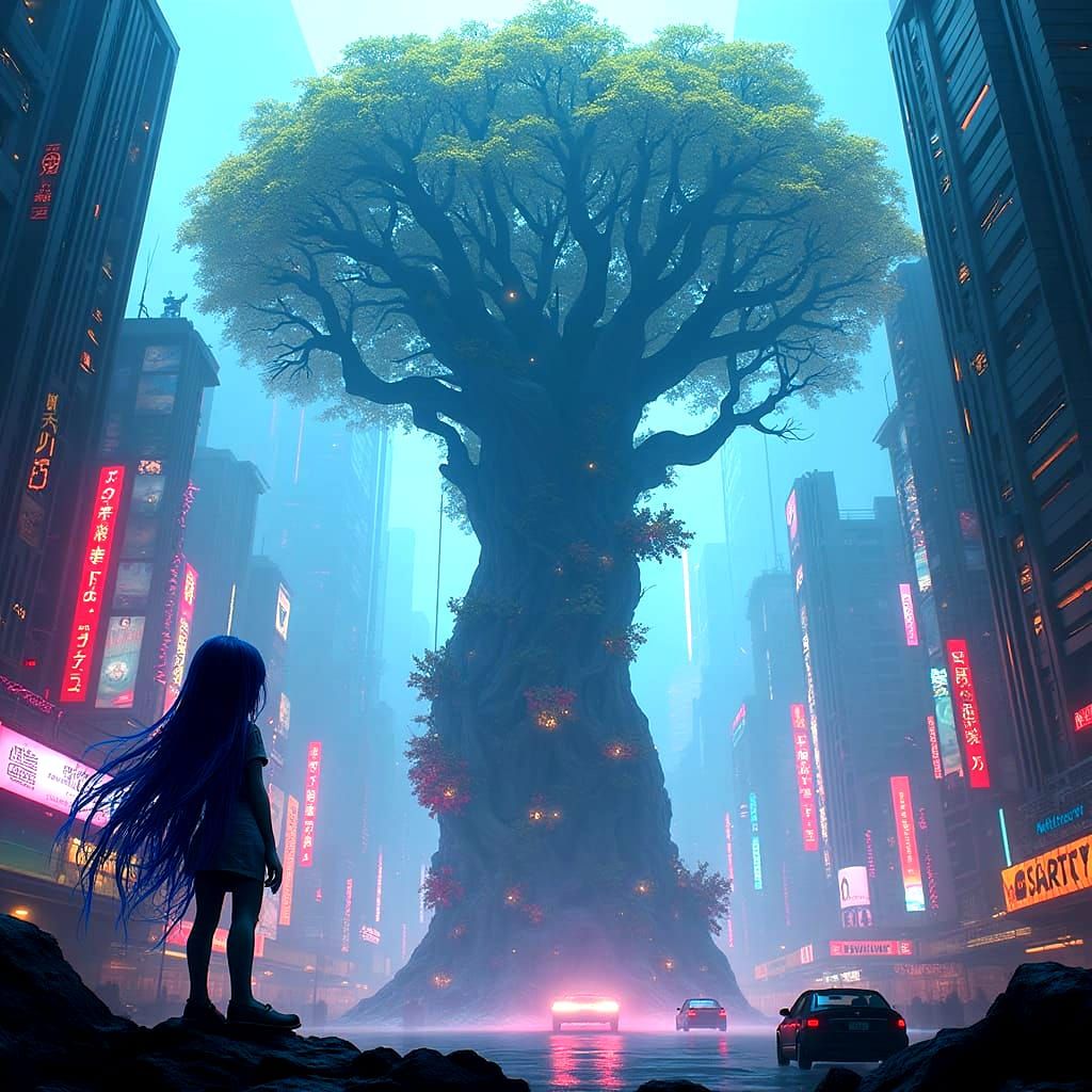 Futuristic Girl: Detailed Matte Painting in 8k