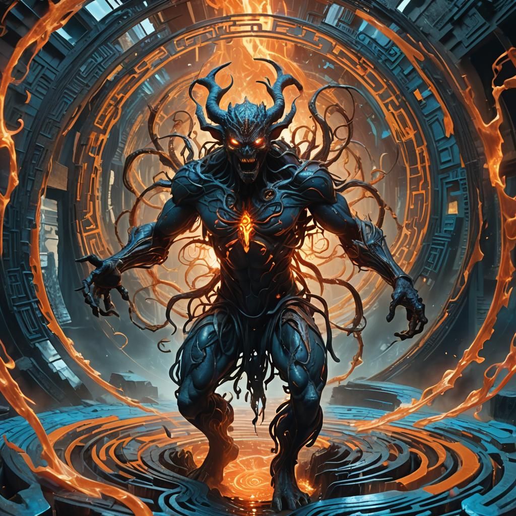 Chaotic Energy Demon in a Mirrored Maze