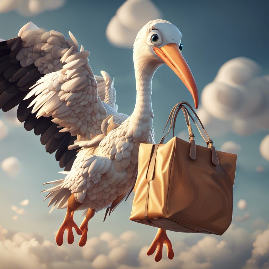 Stork Delivers Baby: 3D Game Cinematic Scene