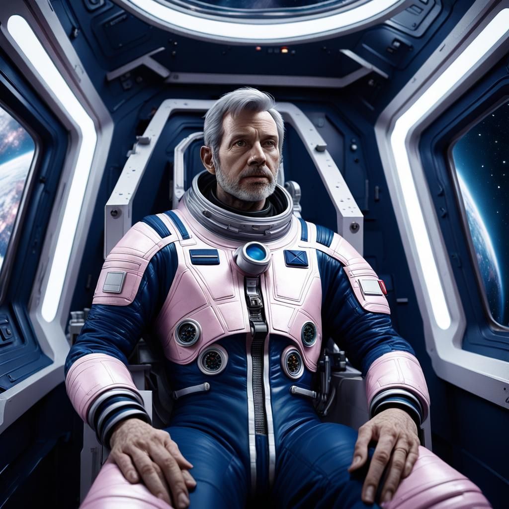 Actor in Spacesuit on Spaceship in Digital Art Style