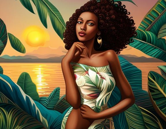 Bohemian Woman Gazing at Ocean in Hyperrealistic Style