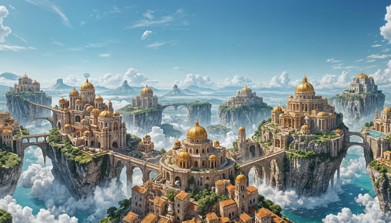 Roman Fantasy Floating Islands in Dreamlike Landscape