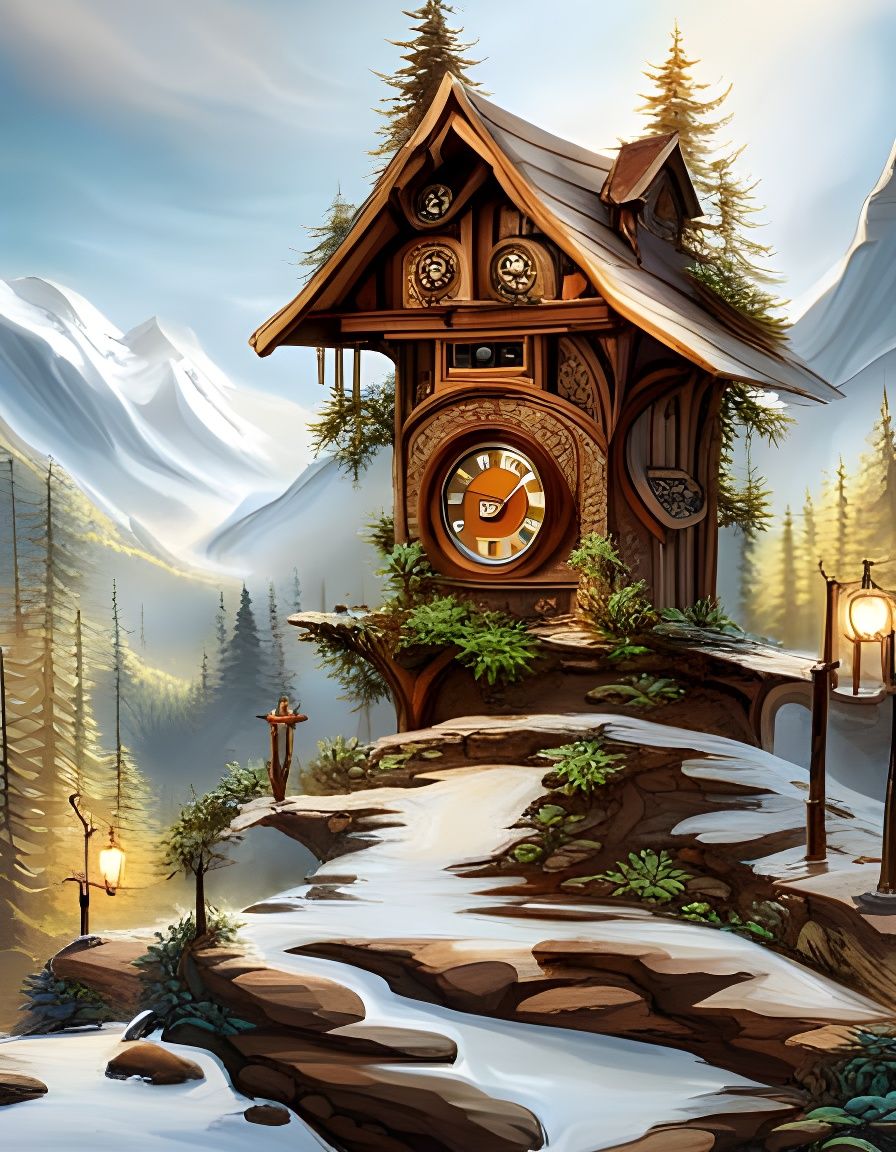 Intricate Cuckoo Clock with Wooden Owl