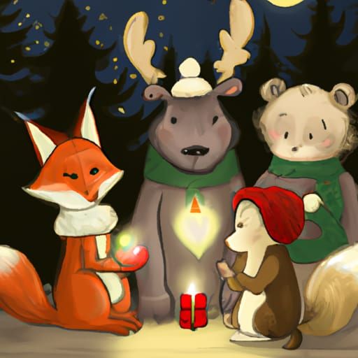Festive Forest Animals Celebrate Christmas