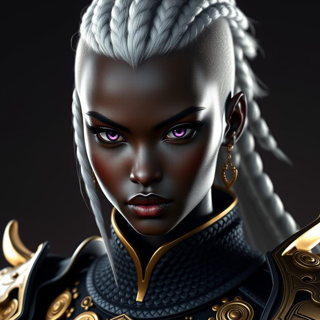 Regal Black Warrior with Platinum White Braided Mohawk in Ex...