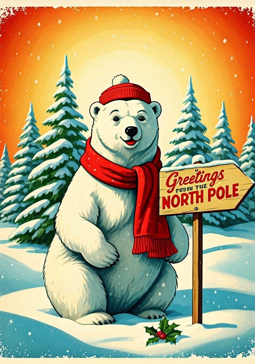 Coca-Cola Polar Bear in Winter Wonderland, Americana Style
