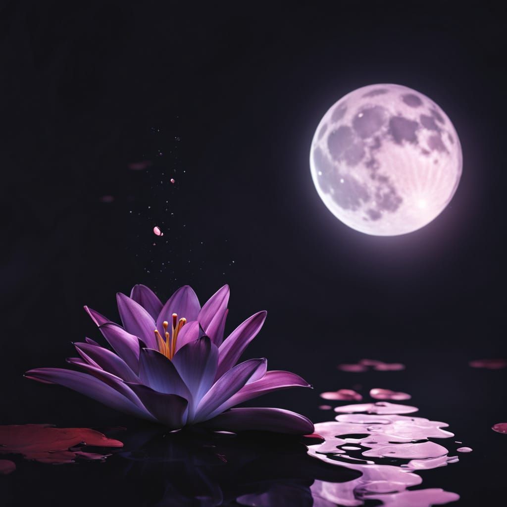 Lily Blooms Under Moonlit Sky Concept Art