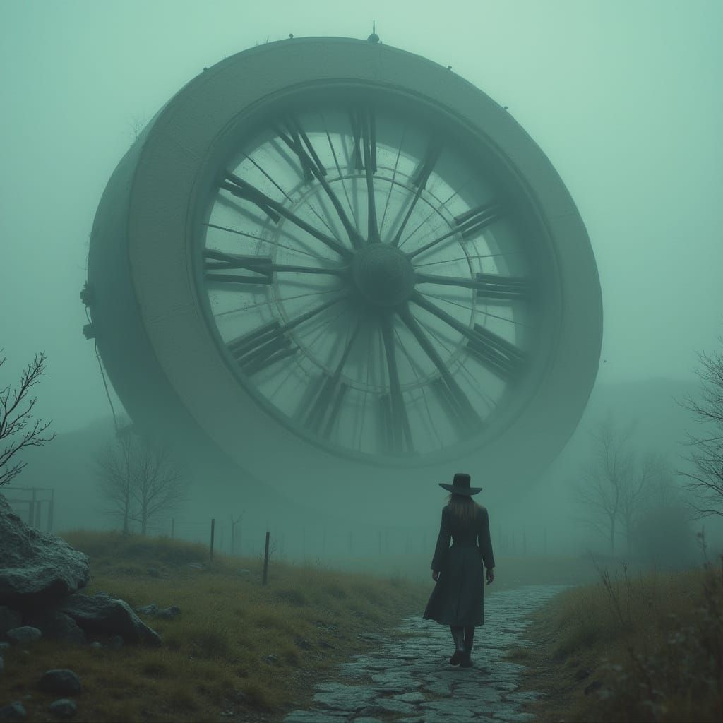 Mystical Landscape with Clock in Digital Painting Style