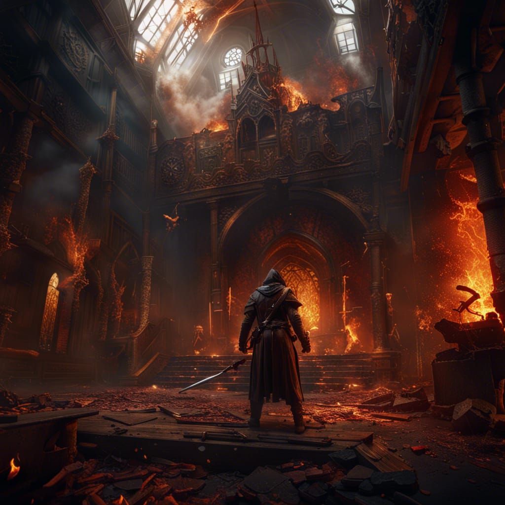 Heretic Hunter vs Cultist in Burning Building