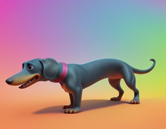 Comical Extra-Long Dachshund in Pixar Style