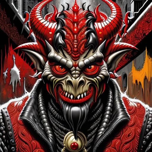 Bleeding Janus and Red Dragon in Graffiti Style