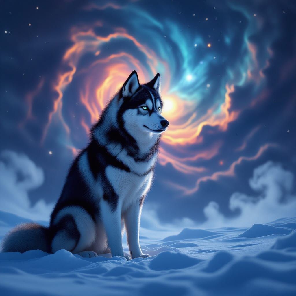 Husky in Cosmic Nebula