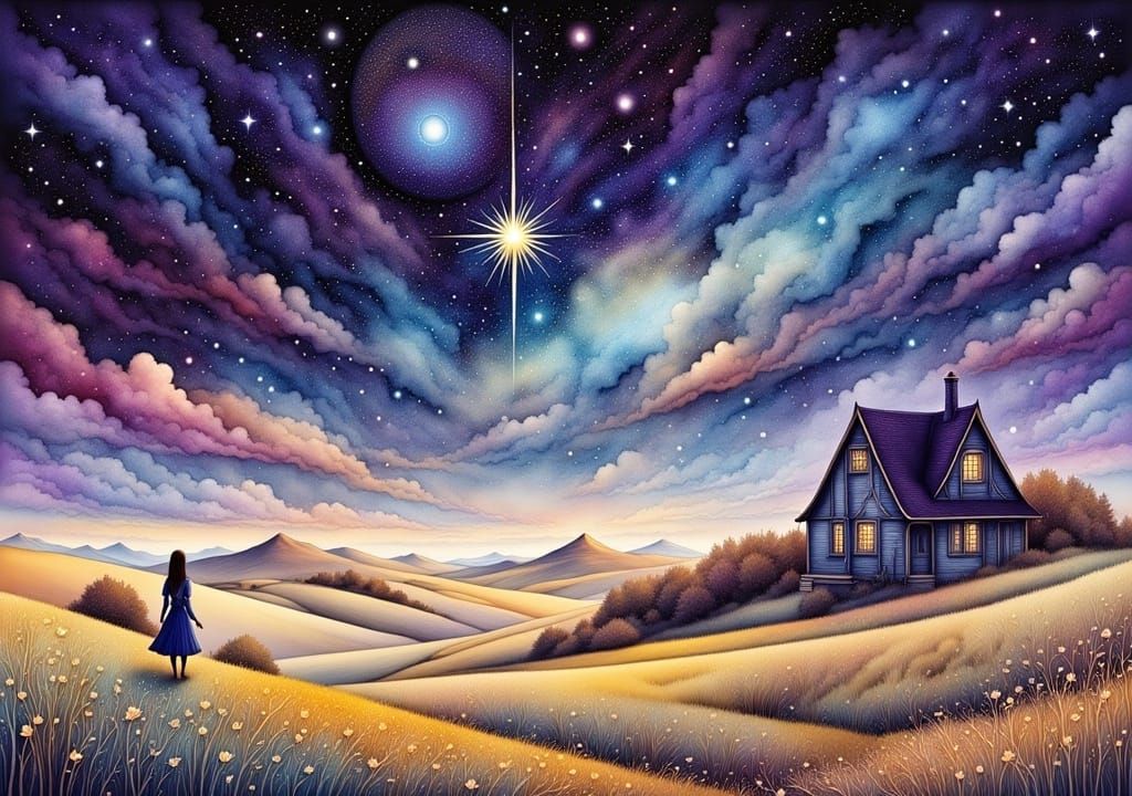 Surreal Dreamscape Landscape: Liquid Ink Art