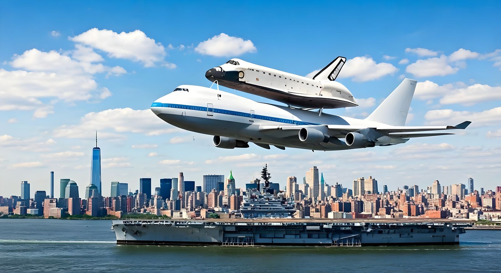 NASA 747 Space Shuttle Enterprise Flight Over New York City