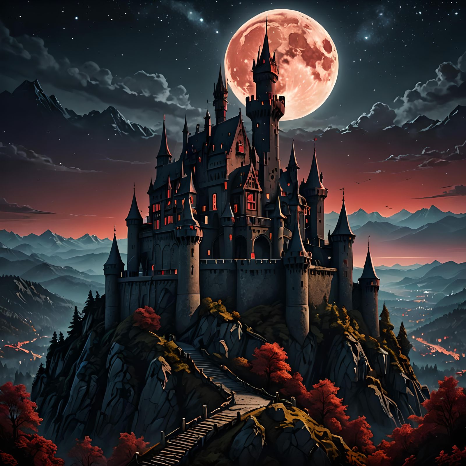 Graf Dracula's Castle: Film Poster in Dark Fantasy Style