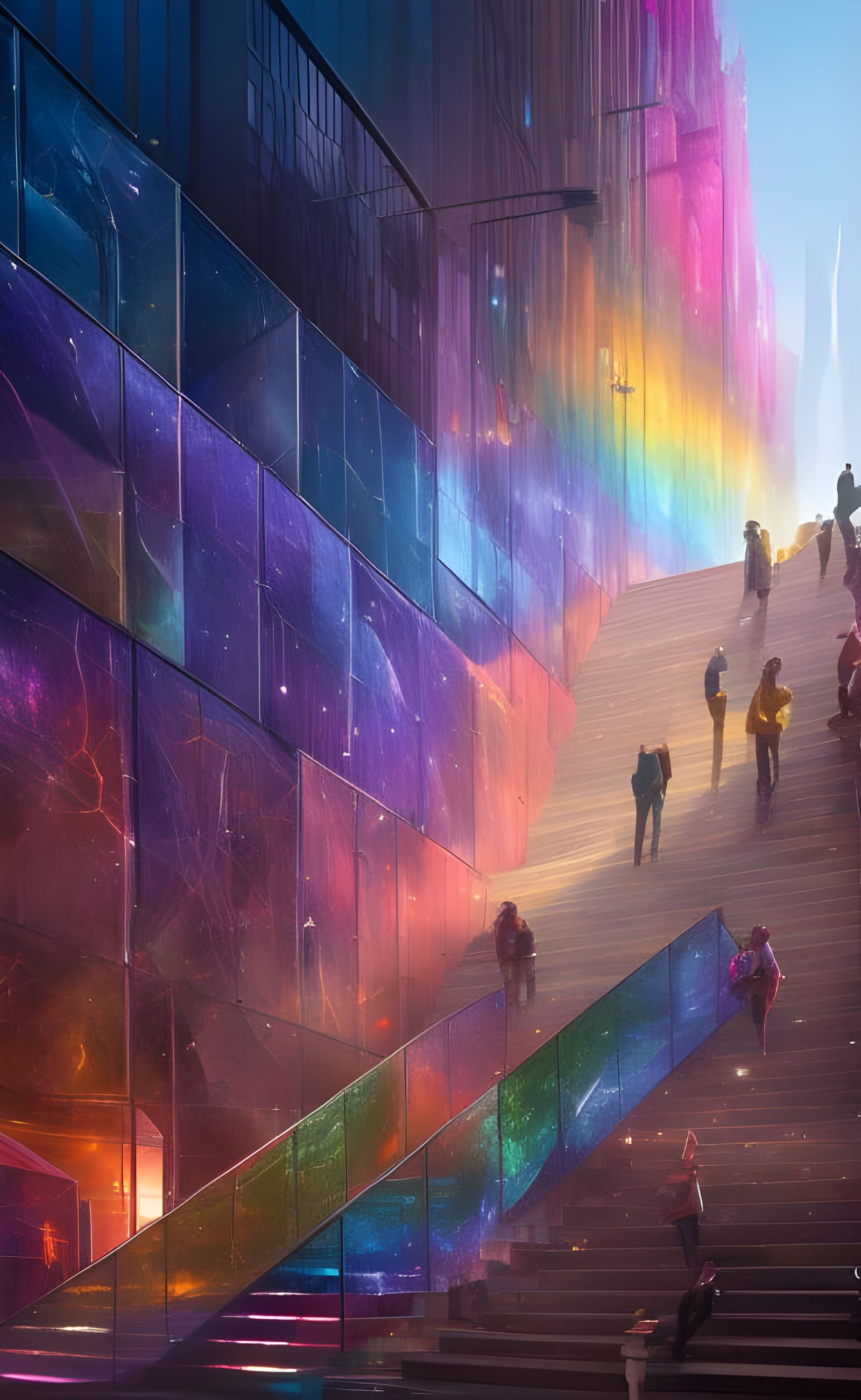 Rainbow Stairs to Heaven: Hyperdetailed Digital Art