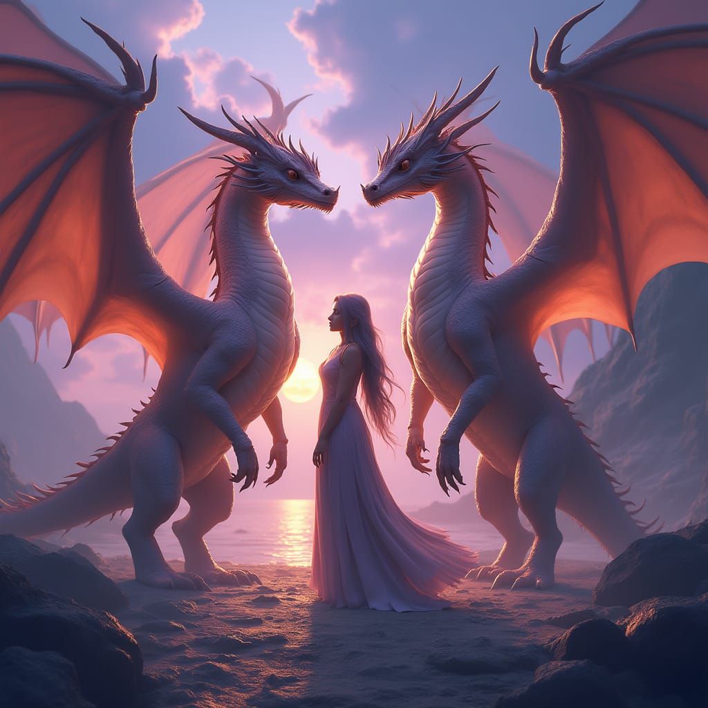 Two Mighty Dragons Beside Soraya Aurora Kira