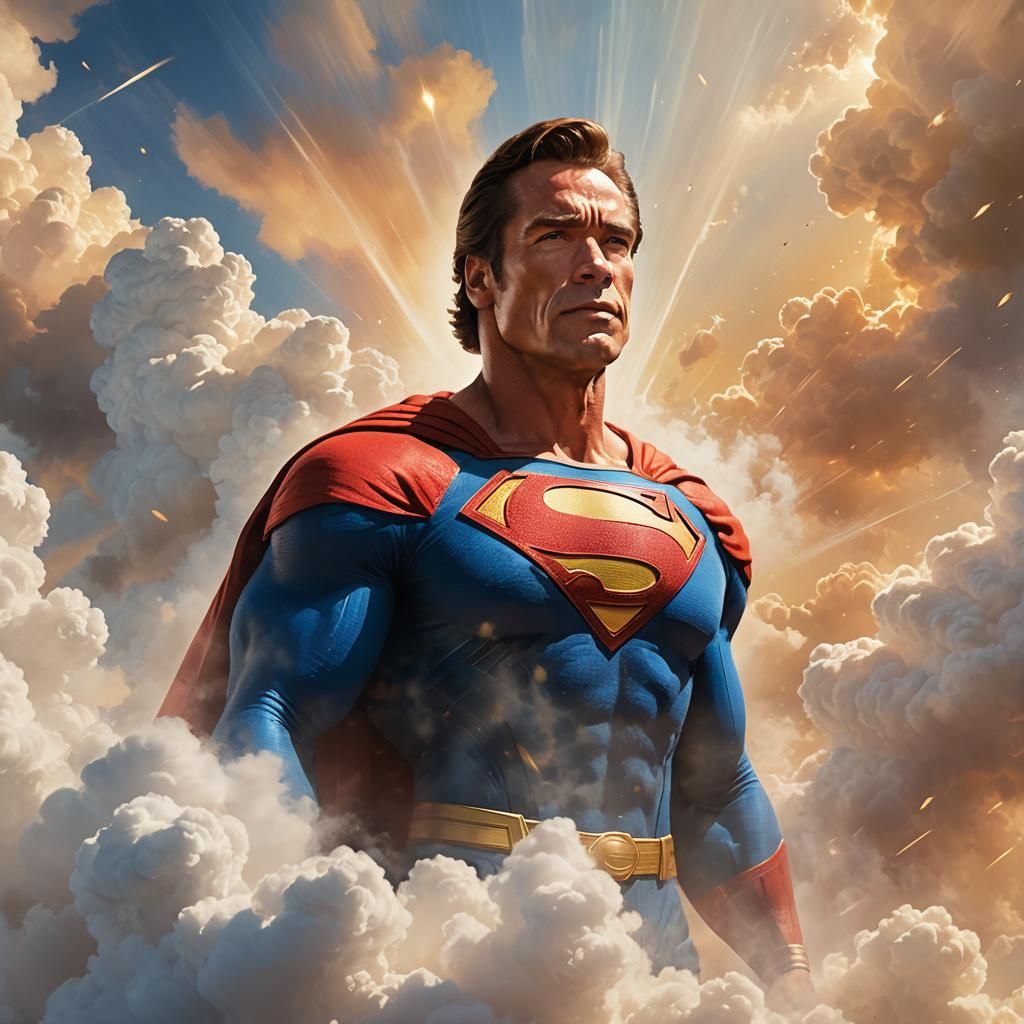 Arnold Schwarzenegger as Superman in Dramatic Cloudscape