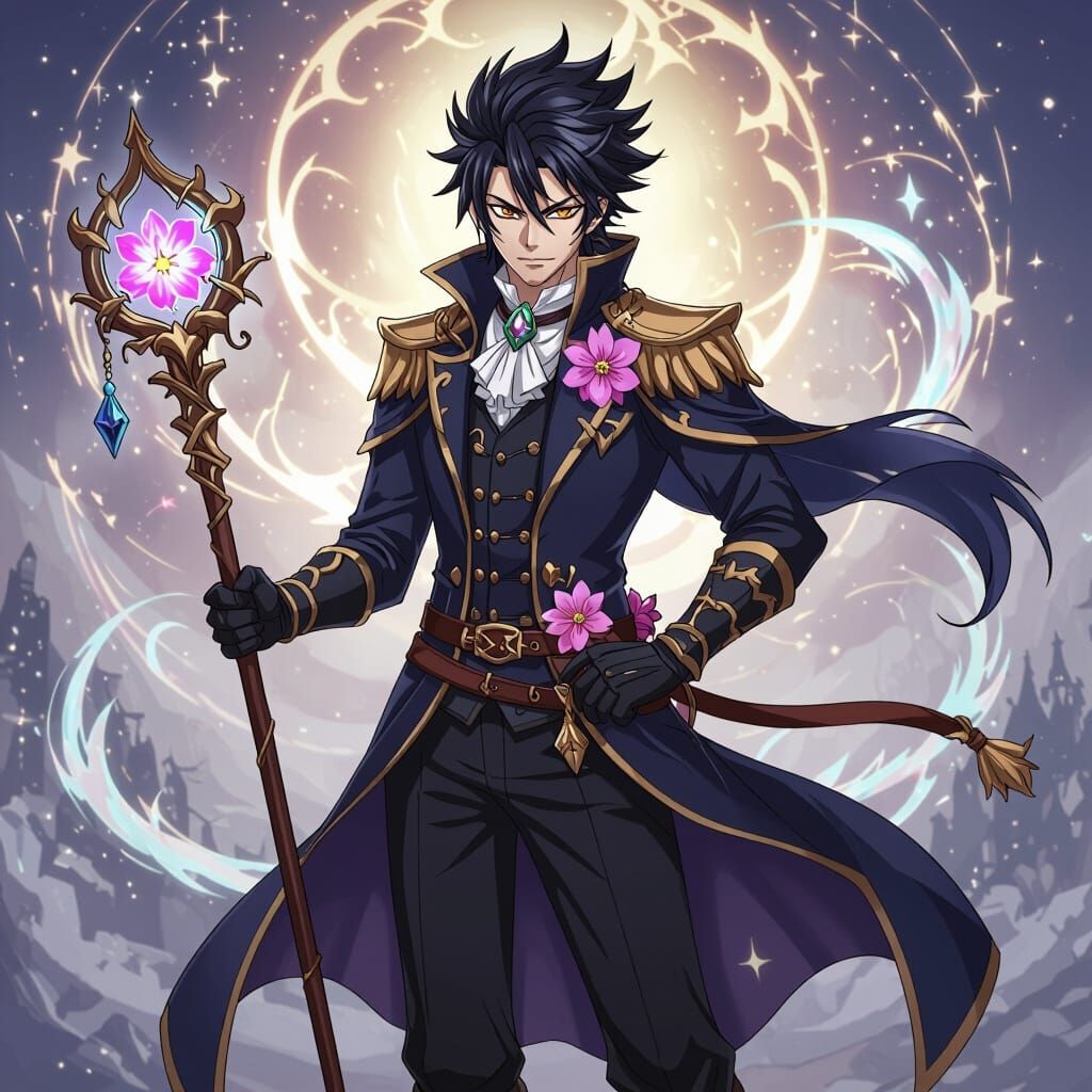 Dark Phinox Warlock and Beast Tamer in Anime Style