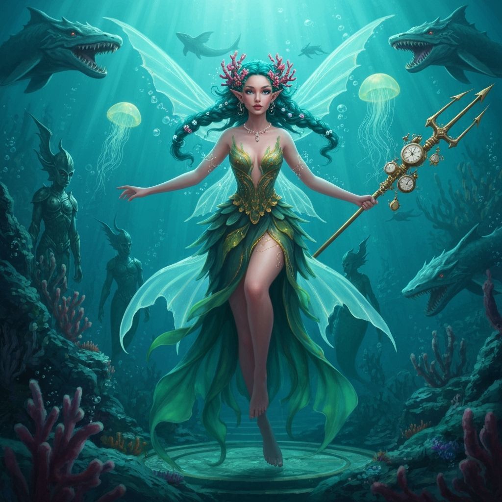 Fairy in Sunken Palace: 3D Render with Dynamic Lighting