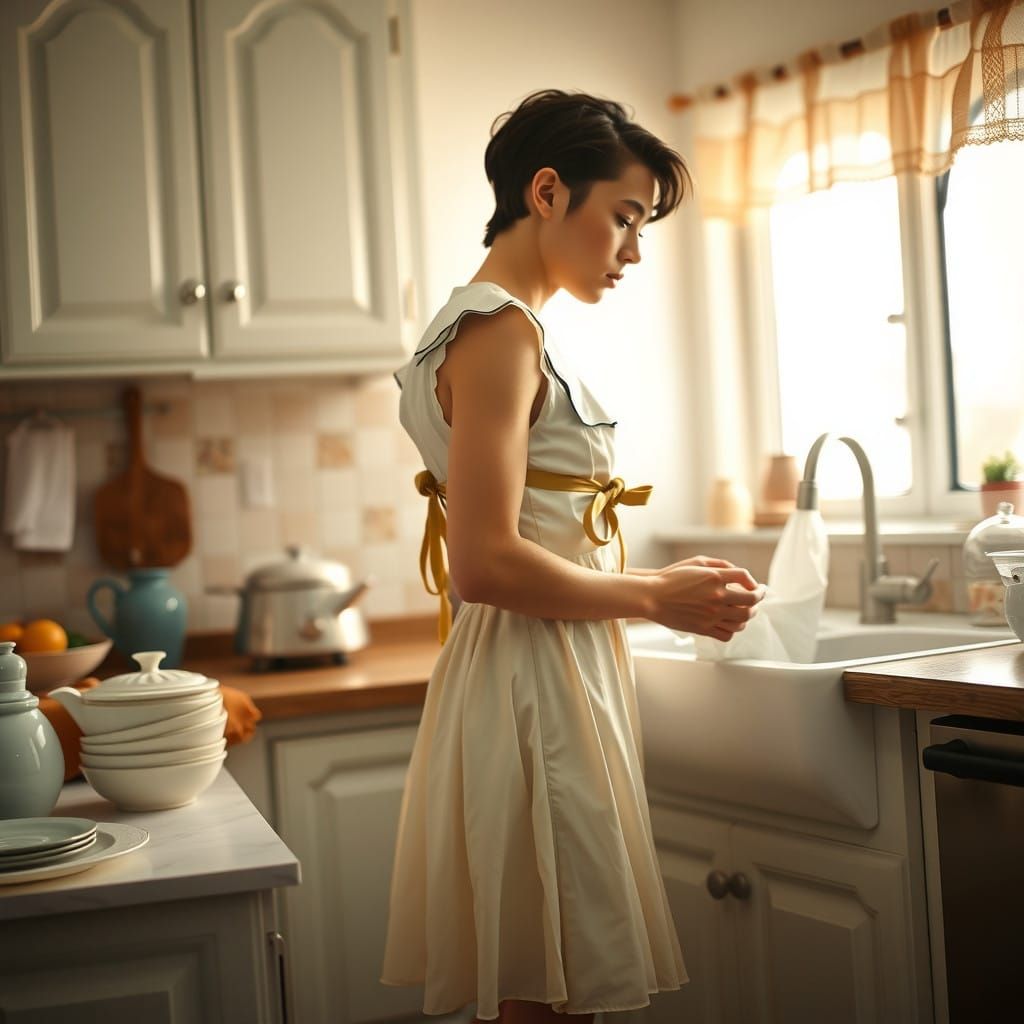 1950s-Inspired Male Model in Vintage Peter Pan Dress