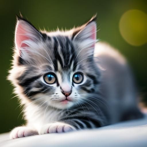 Photorealistic Fluffy Kitten in Natural Light