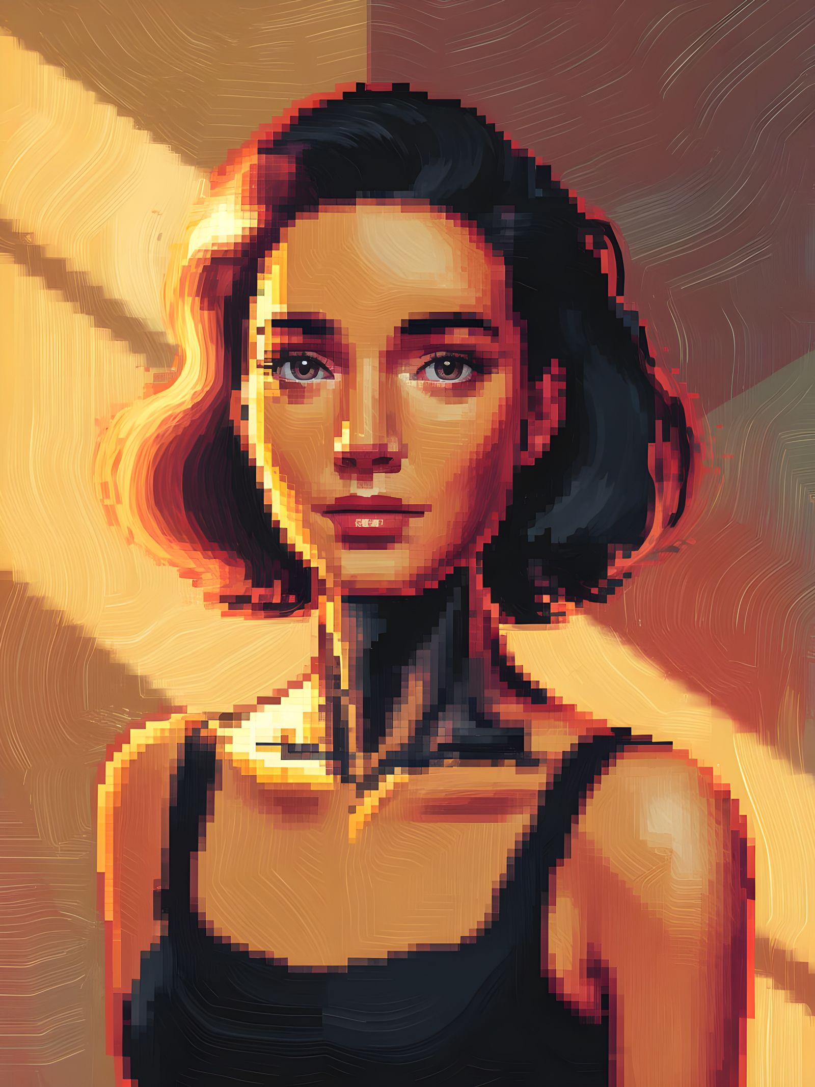 AI Woman with Glitched Face in Oil Painting Style