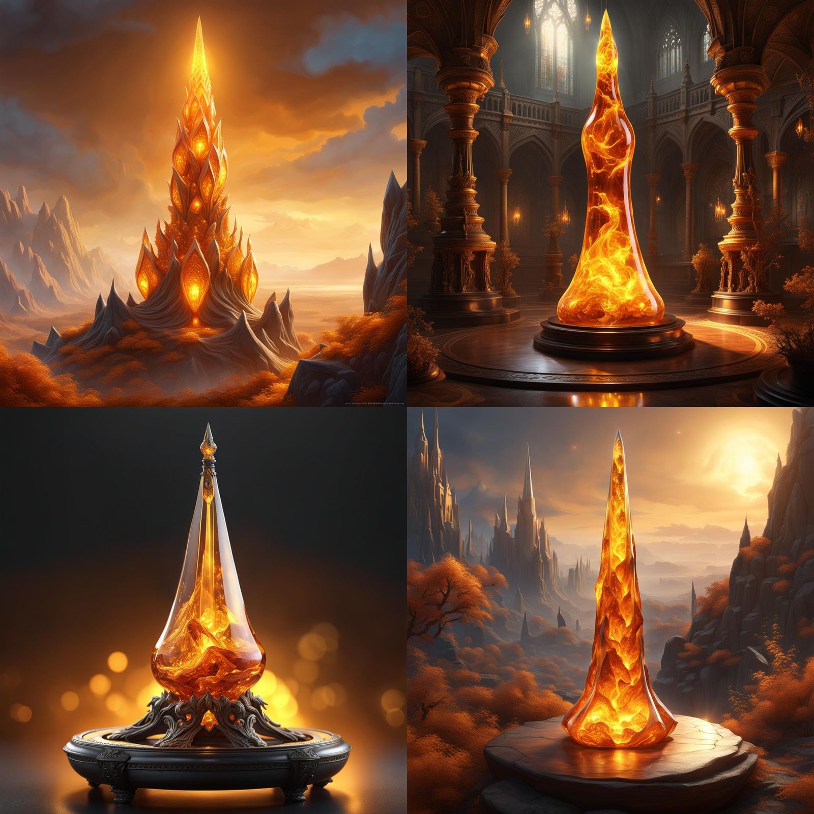 Magical Amber Resin Spire: Digital Concept Art