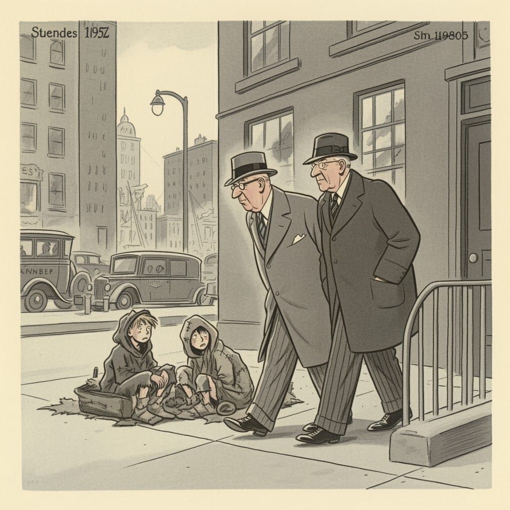 Vintage Comic: Bankers and Beggars in New York