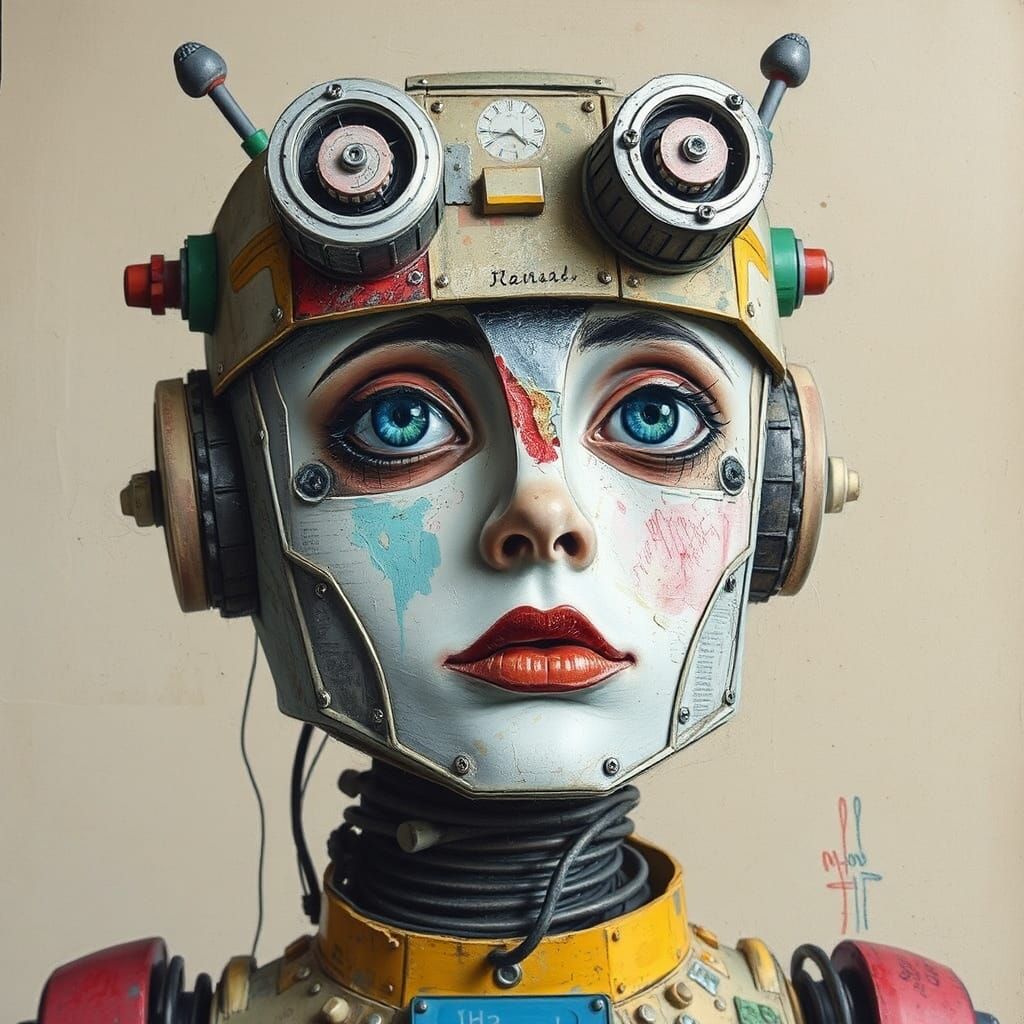 Mixed Media Robot Portrait Collage