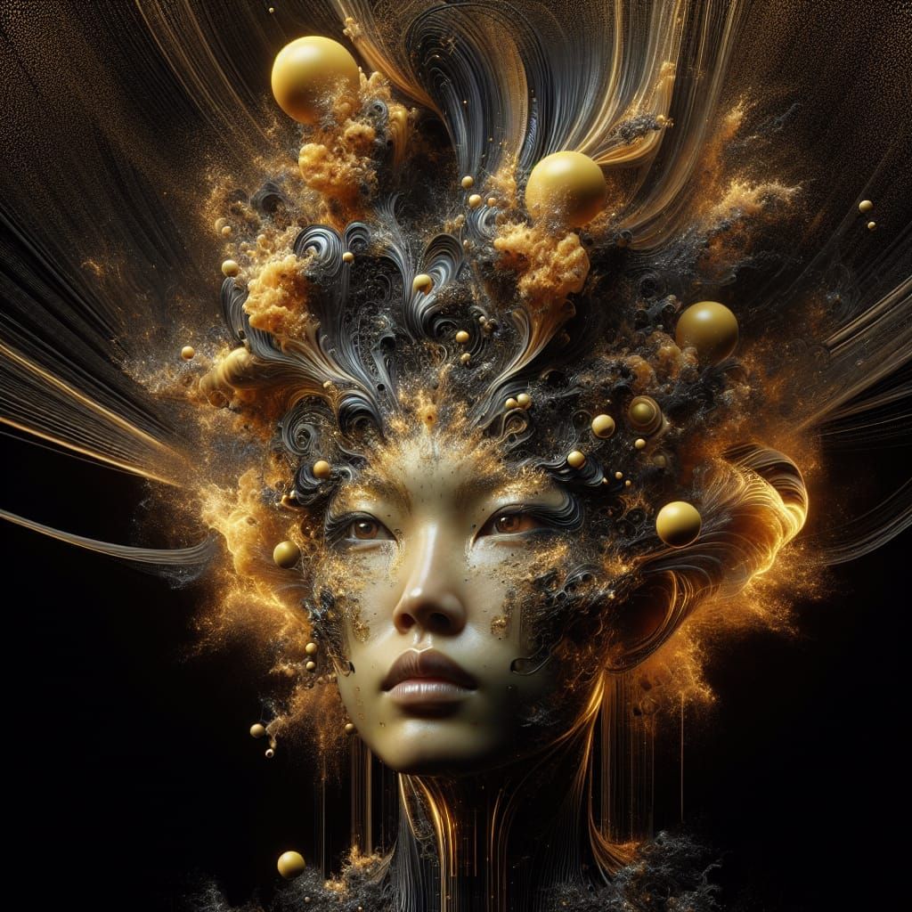 Surreal Portrait: East Asian Woman in Cyberpunk Style