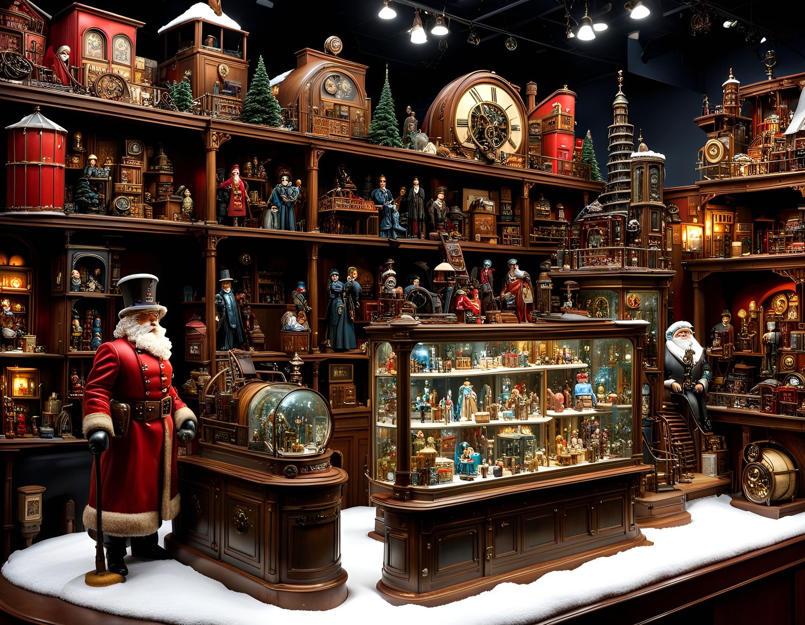 Steampunk Toy Store Display in Watercolor Style