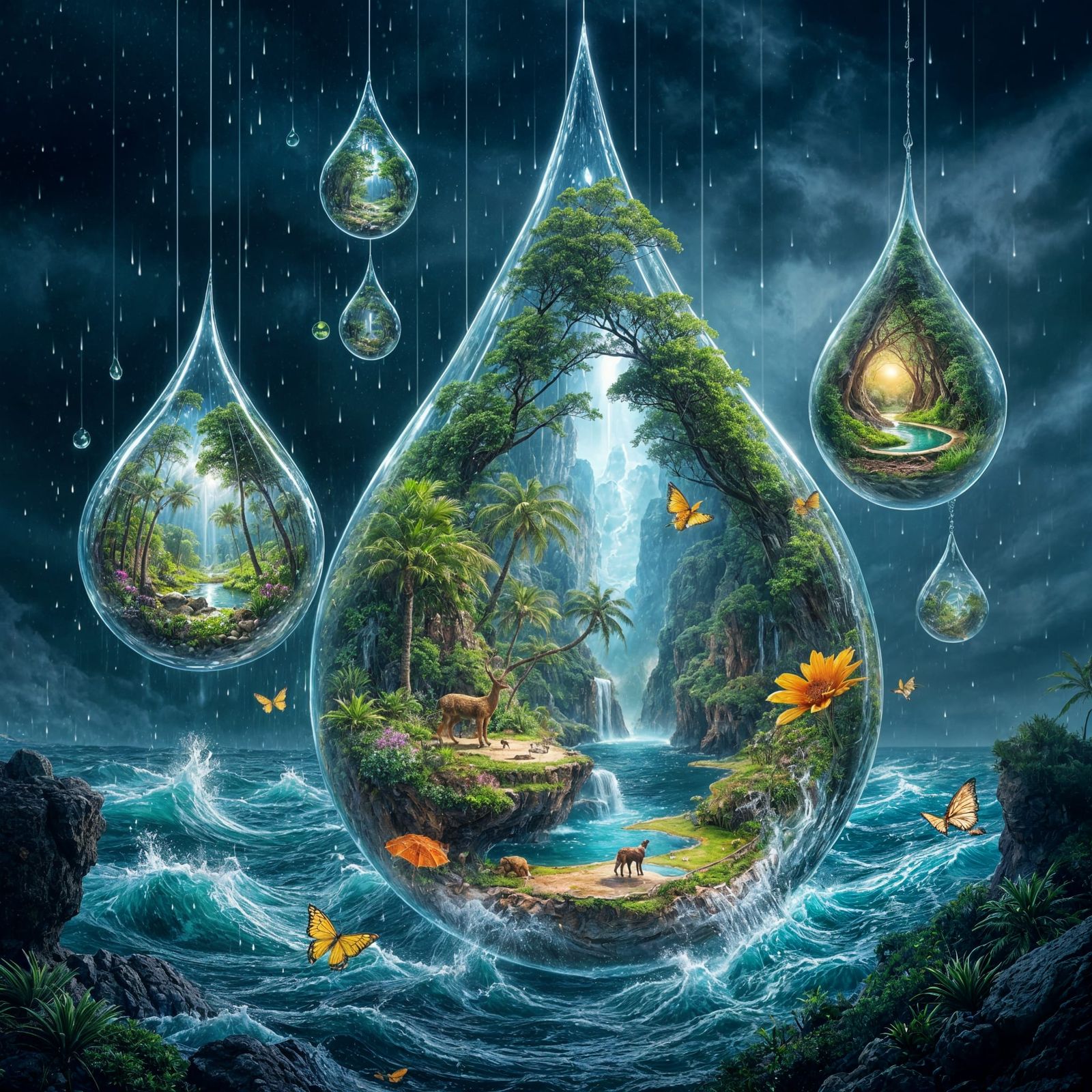 Surreal Raindrop Worlds Reveal Hidden Ecosystems in Stormy O...