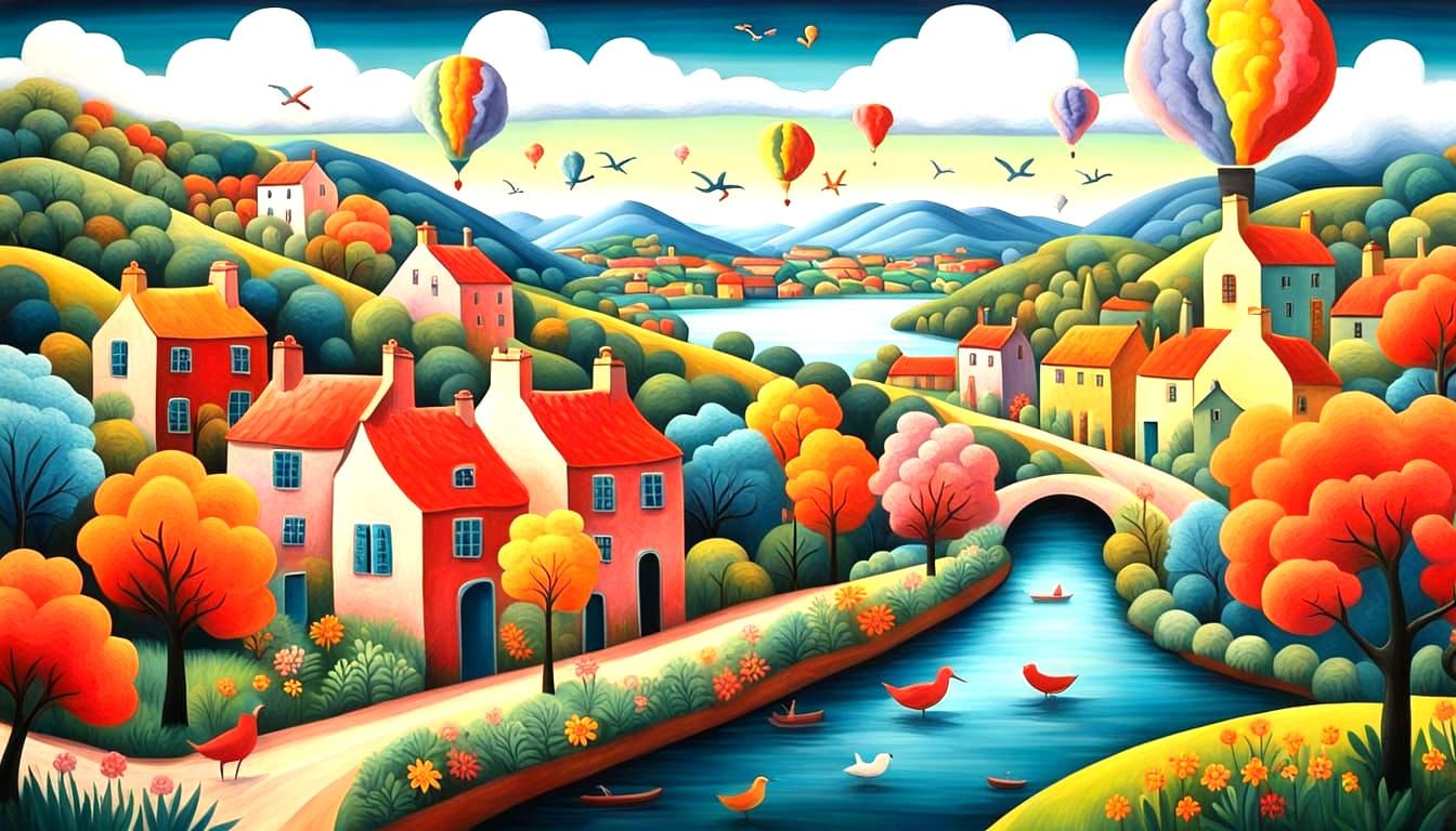 Vibrant village scene