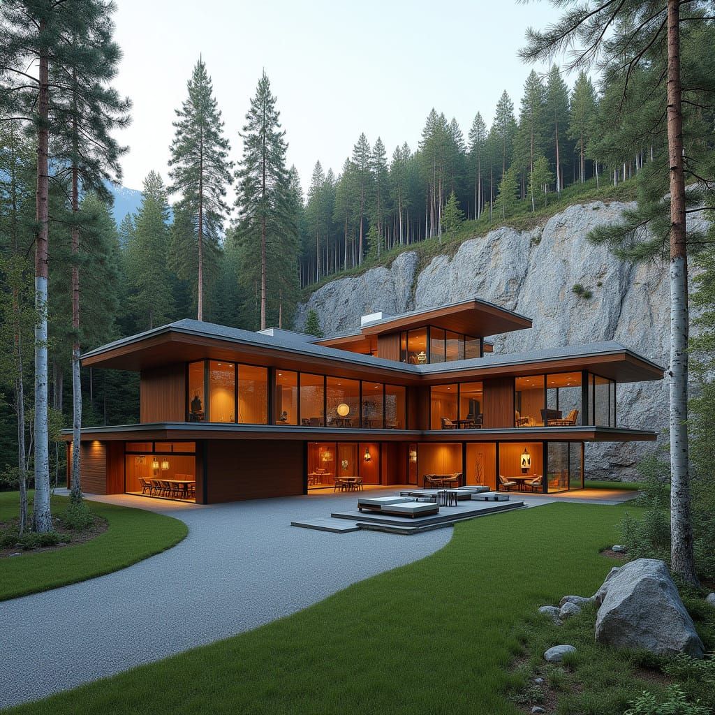 Retro-Futuristic Aspen Wood House Amidst Alaska Forest