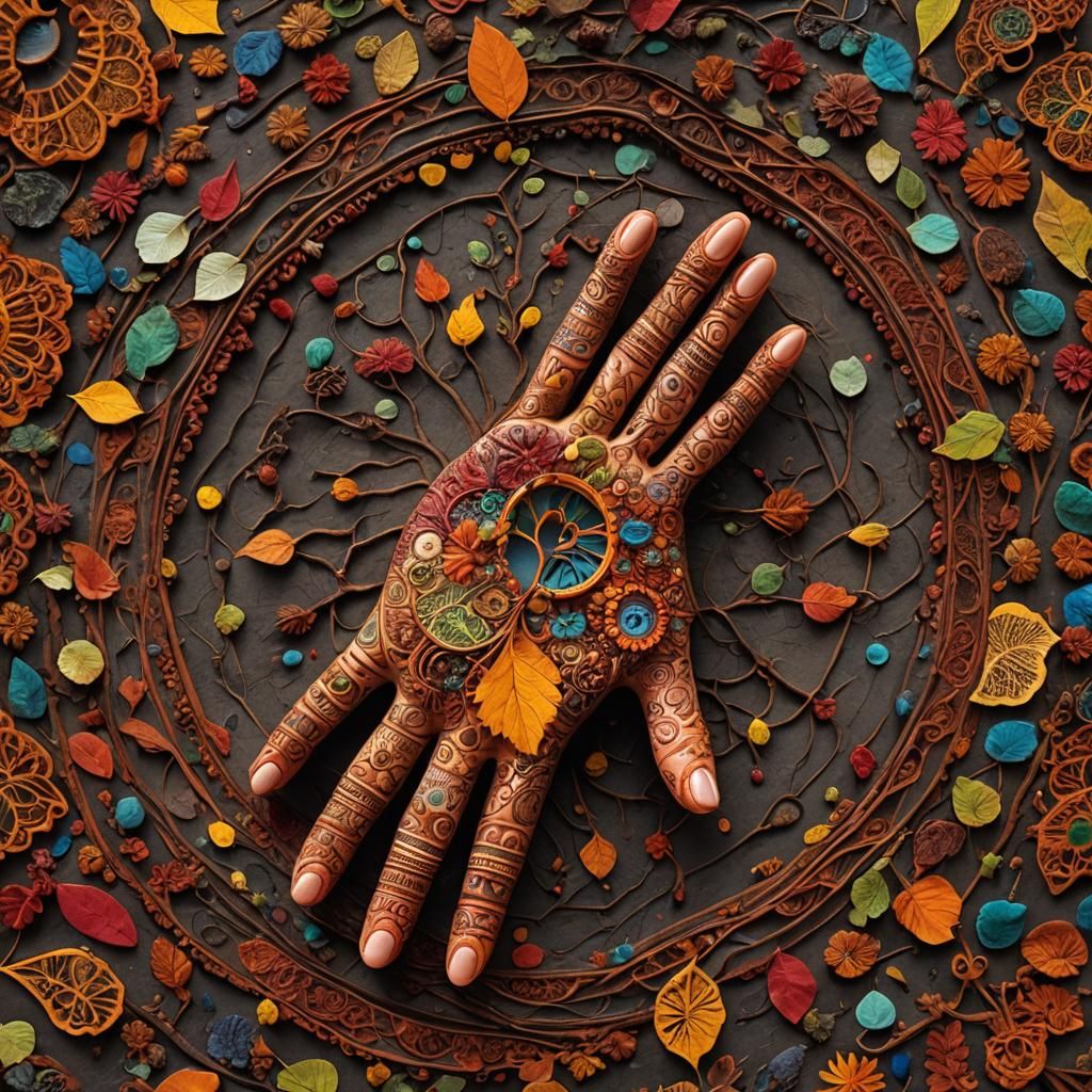 Autumnal Equinox Double of a Mehndi Hamsa