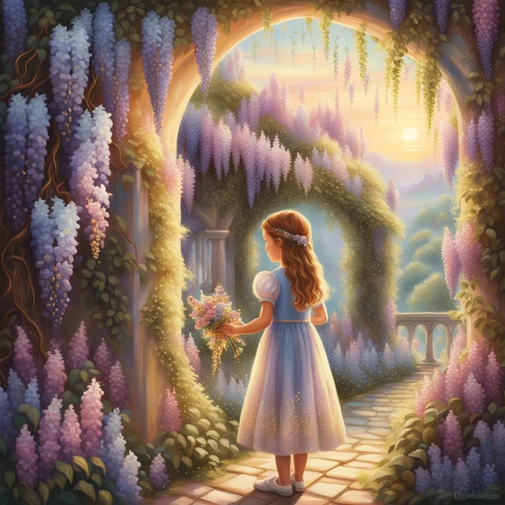 Magical Flower Garden in Painterly Realism Style