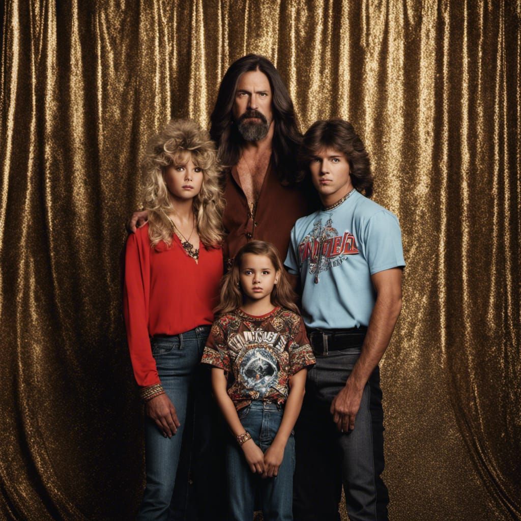 1980s Heavy Metal Family Portrait in Studio