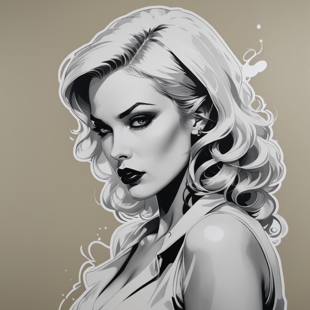 Femme Fatale in Acrylics, Comic Book Style