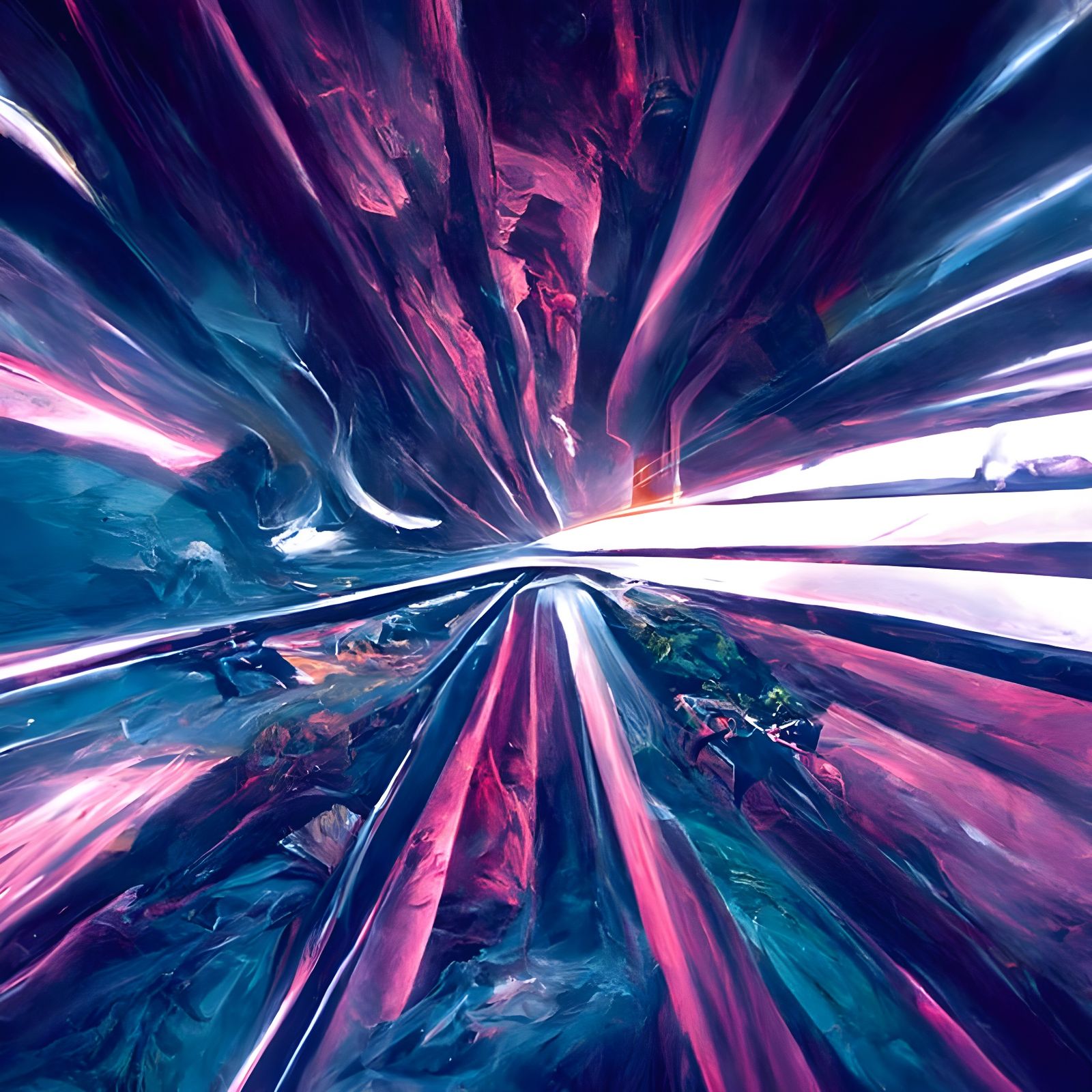 Sci-Fi Warpspeed Concept Art in Rainbow Colors