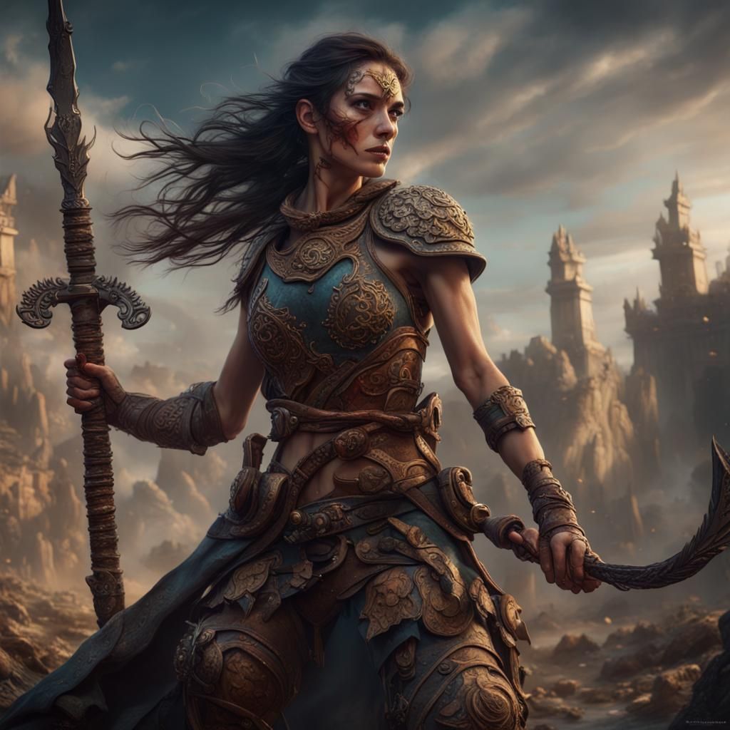 Fierce Female Warrior in Fantasy Concept Art