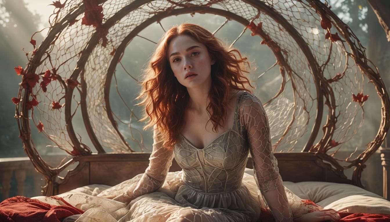 Danielle Rose Russell Portrait with Wind-Blown Red Hair