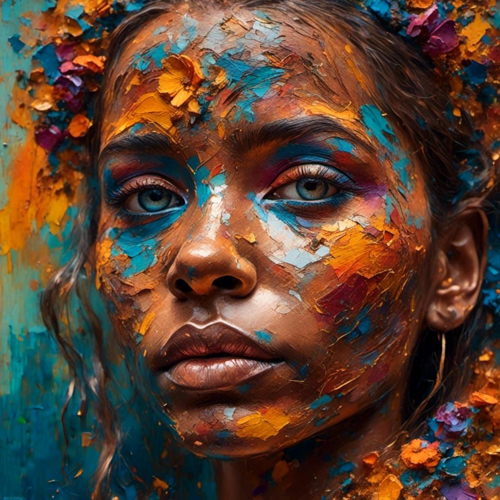 Colorful Woman Portrait in Fauvist Impasto Style